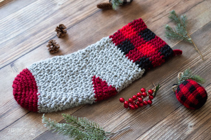Chunky Plaid Topped Stocking